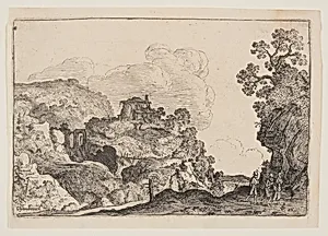 Rocky Landscape with Three Travelers