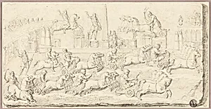 Roman Chariot Race (After Antique Bas Relief)