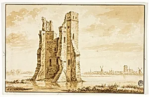 Ruins of the Merwede Manor seen from the Front with Dordrecht in the Background