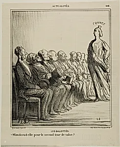 Run-Off Elections. “- Will she invite me for a second waltz?,” plate 114 from Actualités by Honoré-Victorin Daumier
