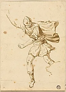 Running Roman Warrior, Pointing Upwards with Right Hand
