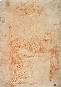 Sacrifice of Cain and Abel, with God the Father Above