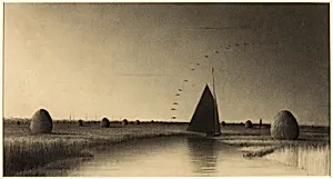 Sailboat and Haystacks on Newbury Marsh