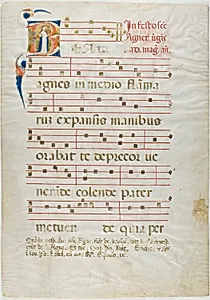 Saint Agnes in a Historiated Initial "V" from an Antiphonary