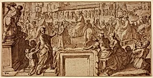 Saint Charles Borromeo Entering the Town of Pavia: Design for a Wall Decoration