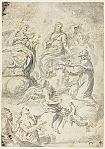 Saint Nicholas of Tolentino Interceding with Christ and Madonna for Souls in Limbo