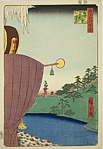 Sanno Festival Procession at Kojimachi Itchome (Kojimachi Itchome Sanno Matsuri nerikomi), from the series "One Hundred Famous Views of Edo (Meisho Edo hyakkei)" by Utagawa Hiroshige