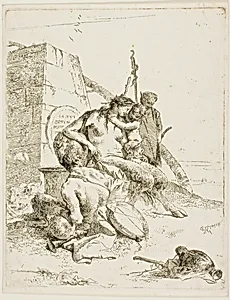 Satyr Family with the Obelisk, from Scherzi by Giovanni Battista Tiepolo