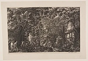 Scene Eight: A Forest with a Wooden Bridge, from Eight Scenes from Bohemia by Aegidius Sadeler, II