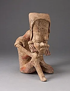 Seated Figure with an Elongated Head and Chin Placed on Knee