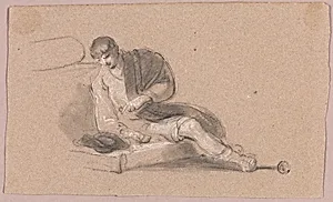 Seated Man Pointing Downwards (recto and verso)