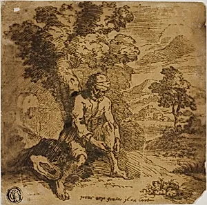 Seated Man Scratching His Leg
