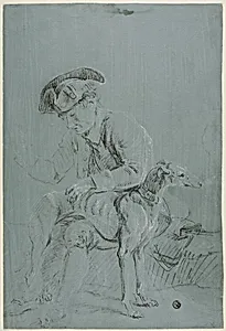 Seated Man with Dog