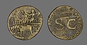 Sestertius (Coin) Depicting an Elephant Quadriga by Ancient Roman