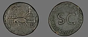 Sestertius (Coin) Portraying Emperor Augustus by Ancient Roman