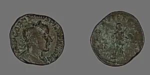 Sestertius (Coin) Portraying Emperor Gordianus by Ancient Roman