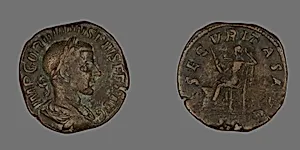 Sestertius (Coin) Portraying Emperor Gordianus by Ancient Roman