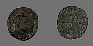 Sestertius (Coin) Portraying Emperor Gordianus by Ancient Roman