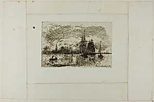 Setting Sun, Antwerp Harbor by Johan Barthold Jongkind
