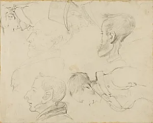 Seven Caricatures of Heads by Jean Louis André Théodore Géricault