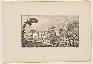 Several Men on Path Before a Farm, from Twelve landscapes with Figures