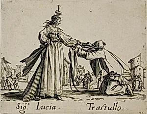 Signora Lucia - Trastullo, plate 21 from Balli di Sfessania by Jacques Callot