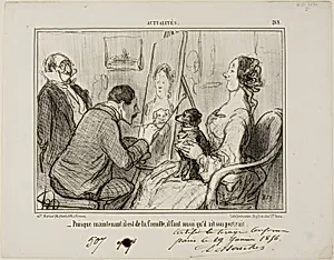 "- Since he is now part of the family, he must also have his portrait taken", plate 269 from Actualités by Honoré-Victorin Daumier