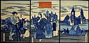 Sketch of a Copperplate Print of the City of Washington (Amerika shu no uchi washintonfu no kei doban no utsushi) by Utagawa Yoshikazu
