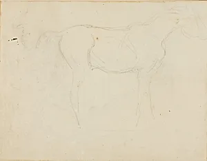 Sketch of a Horse Facing Right and a Caricature in Profile by Jean Louis André Théodore Géricault