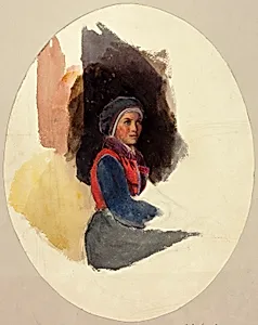 Sketch of Seated Woman in Peasant Costume