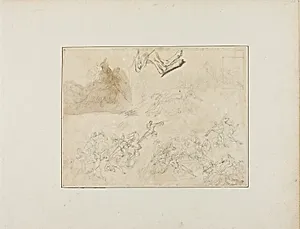 Sketches for a Cavalry Battle; the Hind Legs of a Dog by Jean Louis André Théodore Géricault