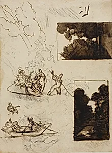 Sketches of a Forest Path and a Musical Boating Party by Jean Louis André Théodore Géricault