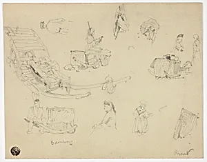 Sketches of Figures, Sleds at Bambarg