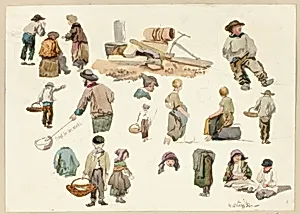 Sketches of Fishermen and Children at Hastings