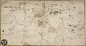 Sketches of Heads, Eyes, Ear, and Mouth