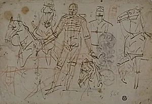 Sketches of Men, Horses, and Decorative Design by Pietro Sorri