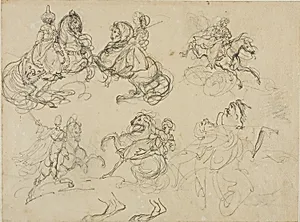 Sketches of Oriental Horsemen by Jean Louis André Théodore Géricault
