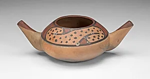 Small Double Spout Bowl with Repeated Curving Motif by Lima