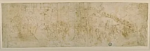 Solomon and the Queen of Sheba (recto); Sketch of the Queen of Sheba (verso)