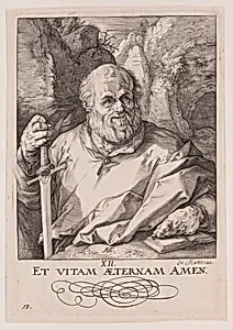 St Matthias, from Christ, the Apostles and St Paul with the Creed by Hendrick Goltzius