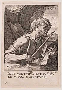St Thomas, from Christ, the Apostles and St Paul with the Creed by Hendrick Goltzius