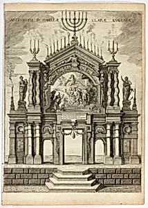 Stage in Memory of Isabella Clara Eugenia, plate 24 from Casperius Gevartius, Pompa Introitus Honori Serenissimi Principis Ferdinandi (Triumphal Entry of the Most Serene and Honorable Cardinal-Infante Ferdinand)