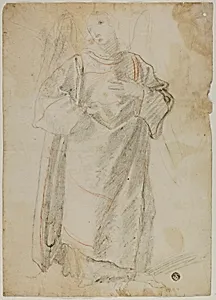 Standing Angel (recto); Study of Face and Drapery (verso)