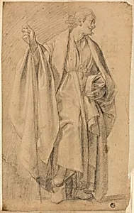 Standing Draped Male Figure, Holding Staff
