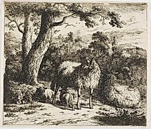 Standing Sheep and Two Lambs