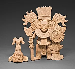 Standing Warrior Figure with Removable Mask and Headdress