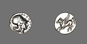 Stater (Coin) Depicting the Goddess Athena by Ancient Greek