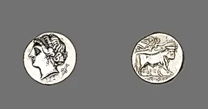 Stater (Coin) Depicting the Siren Parthenope by Ancient Greek
