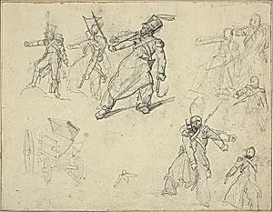 Studies of a Grenadier and a Munitions Cart by Jean Louis André Théodore Géricault