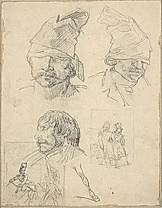 Studies of Heads and Two Compositional Studies by Jean Louis André Théodore Géricault